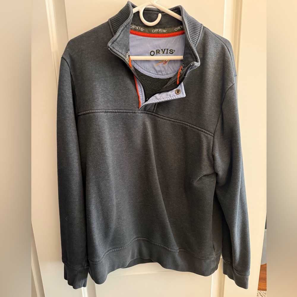 Orvis Men's Charcoal Zip-Up Sweater